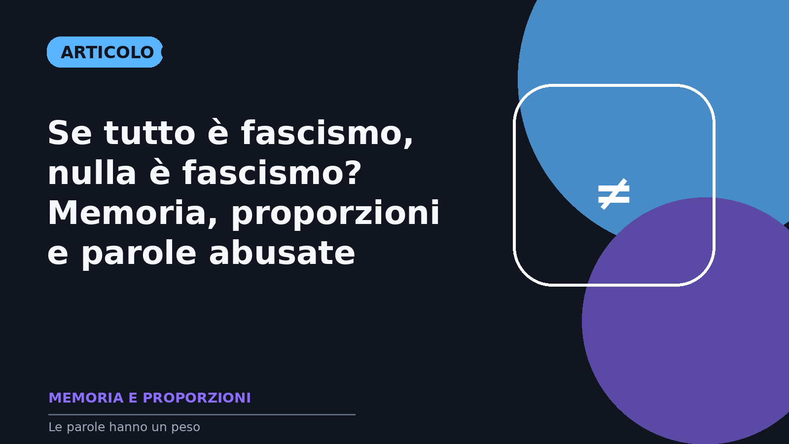 Se tutto è fascismo, nulla è fascismo? Memoria, proporzioni e parole abusate