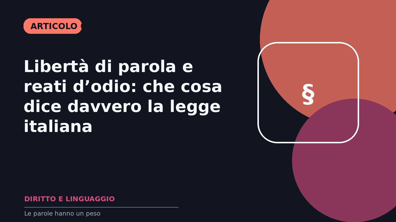 Libertà di parola e reati d’odio: che cosa dice davvero la legge italiana