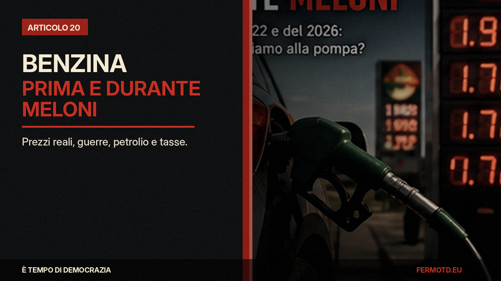 Benzina: prima e durante Meloni