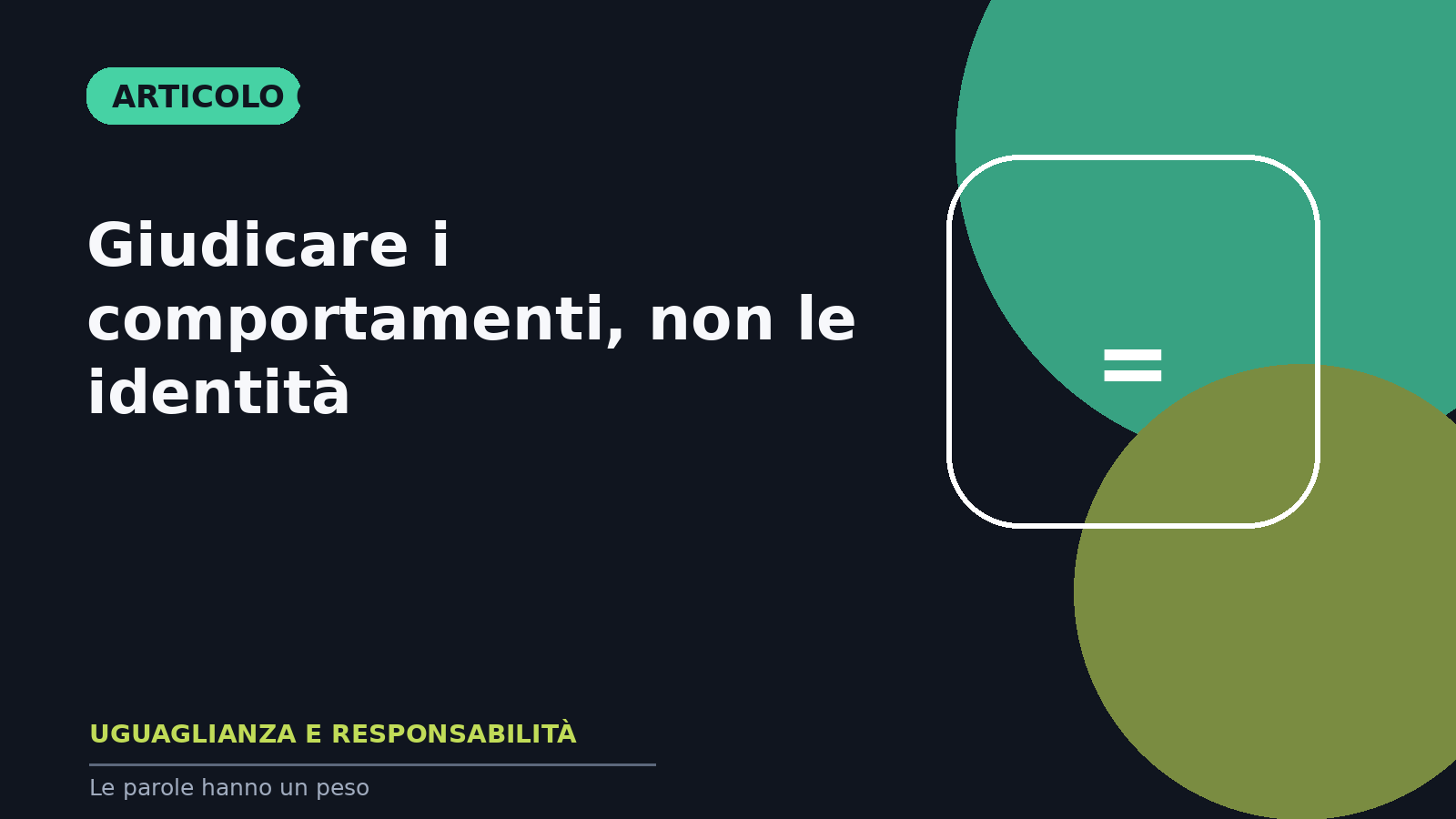 Giudicare i comportamenti, non le identità